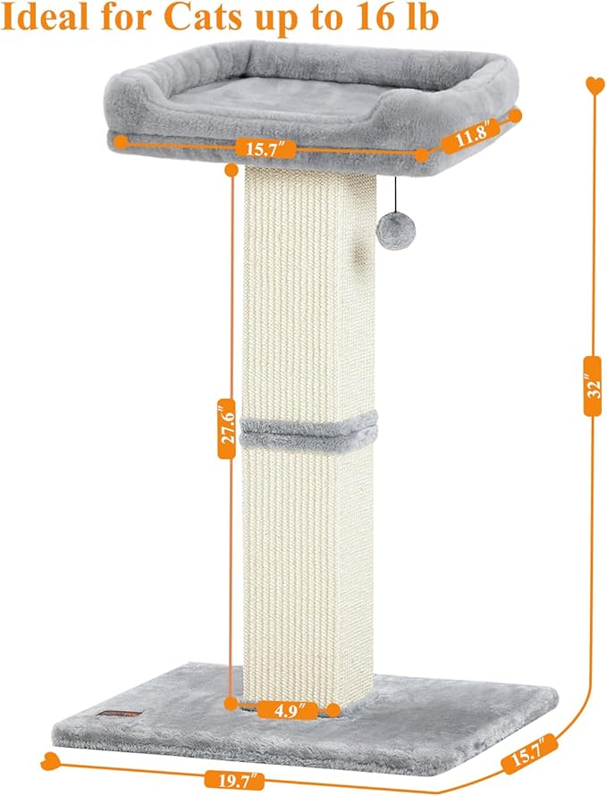 32" Cat Scratching Post for Indoor Cats, Sisal Cat Scratcher - Image 6