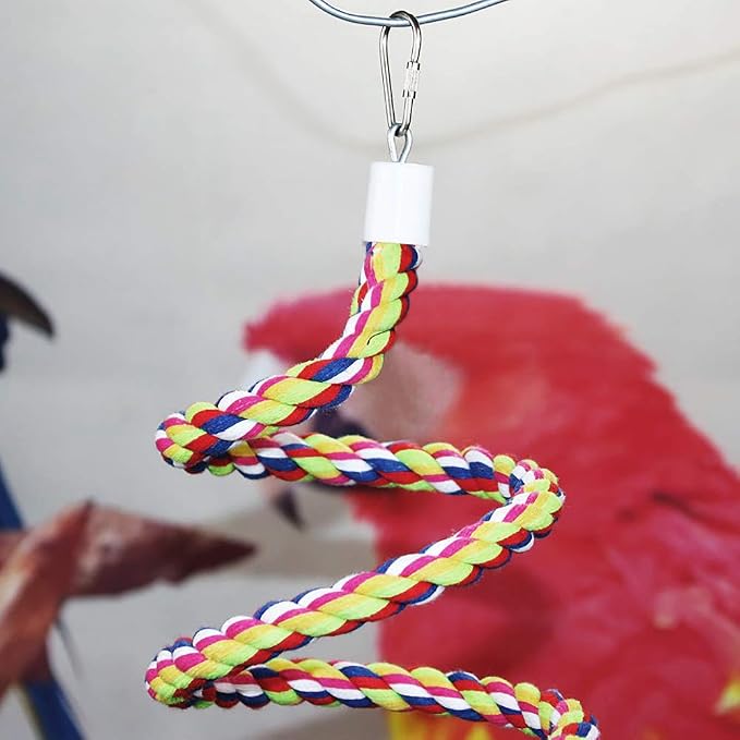 Bird Rope Perch Parakeet Toys, Spiral Cockatiel Toy, Cage Accessories - Image 5