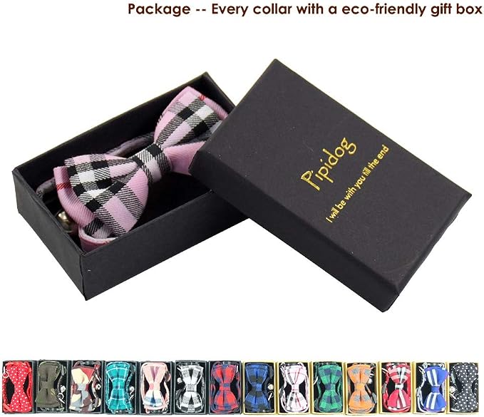 Cat Collar Breakaway with Bell and Bow Tie, Plaid Design Adjustable Safety - Image 2