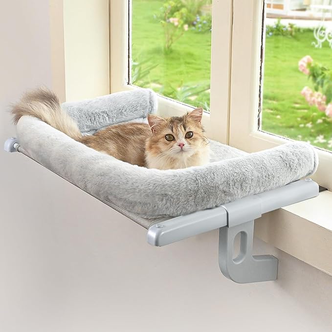 Cat Window Sill Perch with Large Bolster, Pet Hammock Bed by Zoratoo