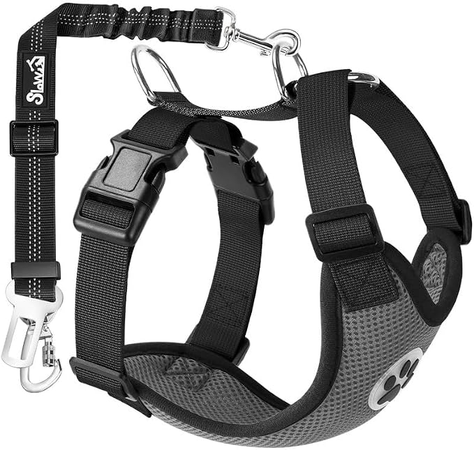 SlowTon Dog Seat Belt Harness for Car, Dog Car Harness Adjustable Mesh by SlowTon