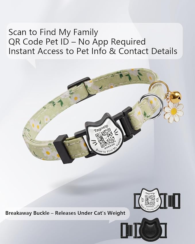 QR Code Cat Collar with Breakaway Safety Buckle, Adjustable Cotton Kitten - Image 4