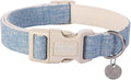 DOGWONG Cotton Hemp Dog Collar, Heavy-Duty Baby Blue Dog Collar Adjustable Soft by DOGWONG