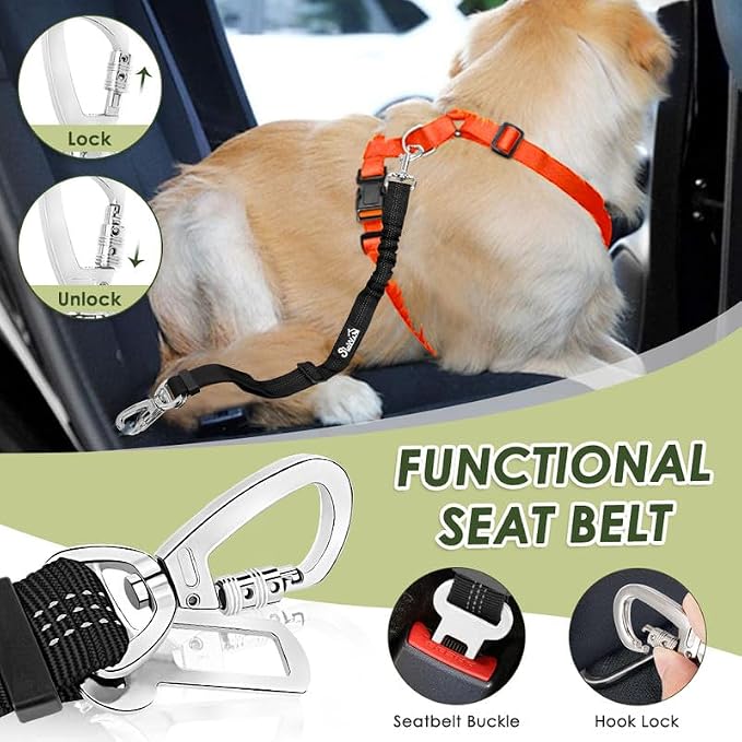 SlowTon Dog Seat Belt Harness for Car, Dog Car Harness Adjustable Mesh - Image 4