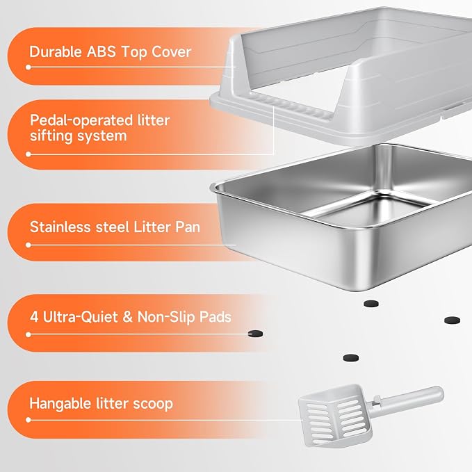 Stainless Steel Cat Litter Box, Odor Free Metal Litter Box - Image 7