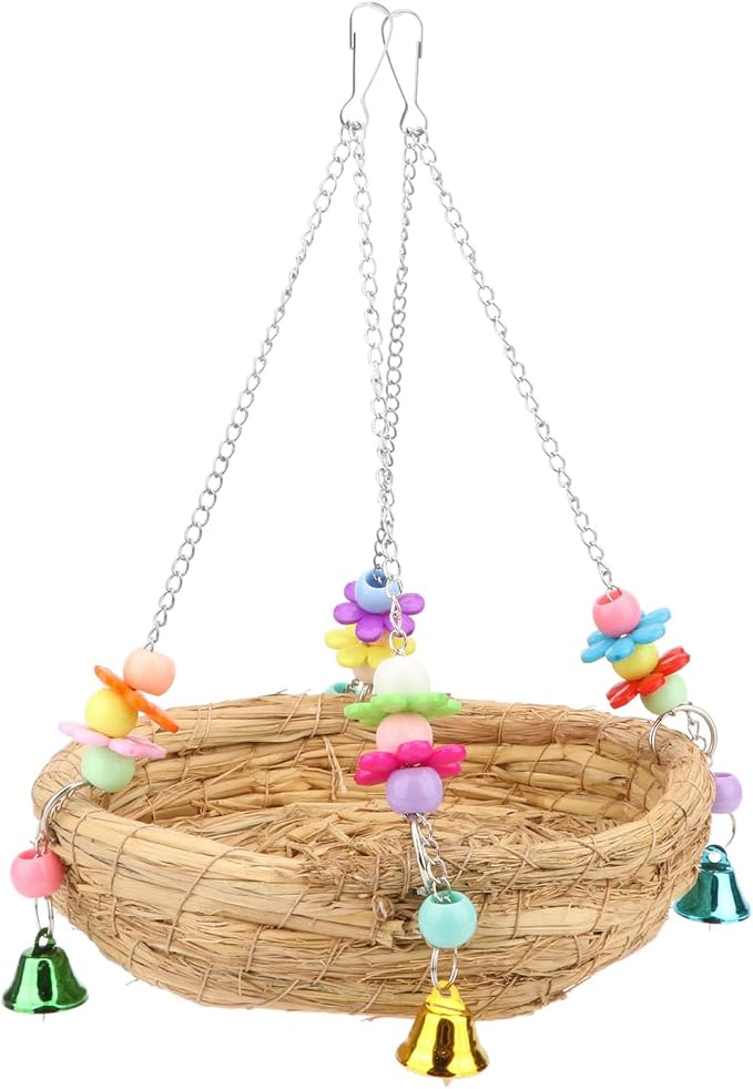 Hypeety Natural Handwoven Straw Nest Bed Large Bird Swing Toy - Image 4