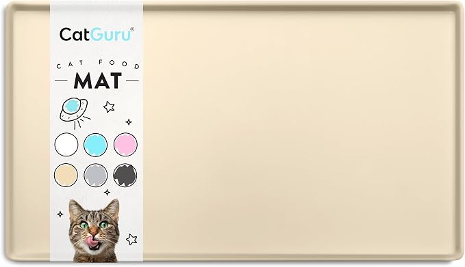 CatGuru Cat Food Mat, Small & Large Pet Feedingd Mat, 100% Waterproof Cat Mats by CatGuru
