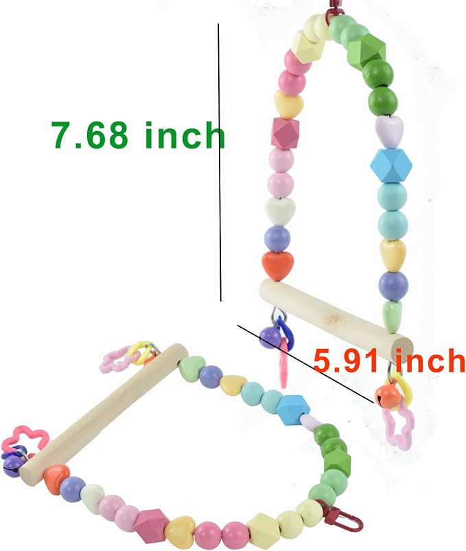 Wooden Bird Swing for Cockatiels Parrot Perch Hanging Toys Parakeets Birdcage - Image 5