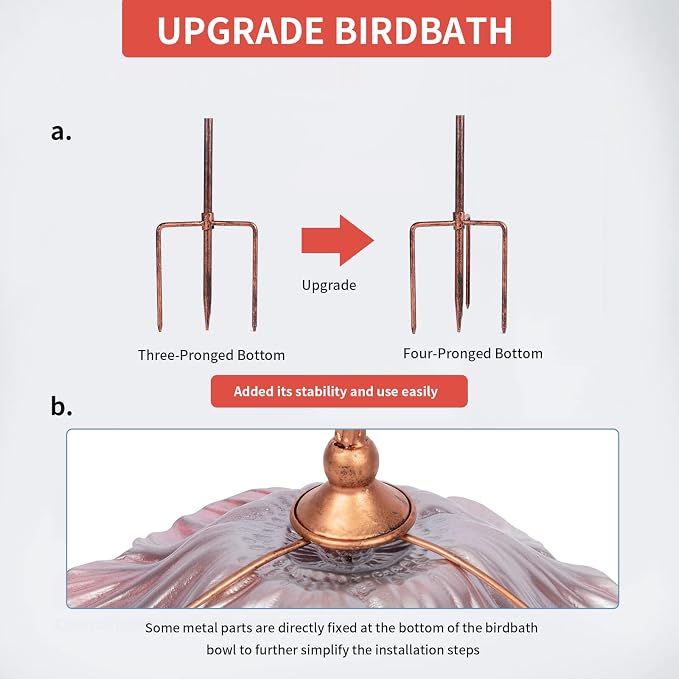 MUMTOP 31 Inch Height Glass Birdbath Birdfeeder - Image 5