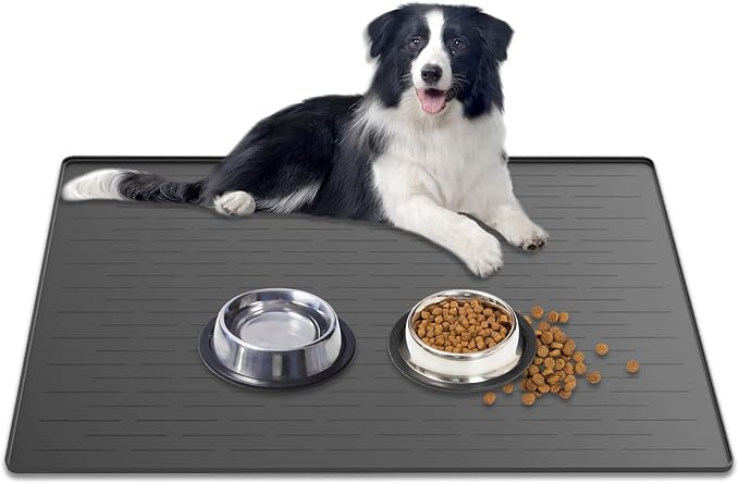 Large Dog Mat for Food and Water, 31.8"x23.8" Silicone Pet Feeding Mats by Goldleaf