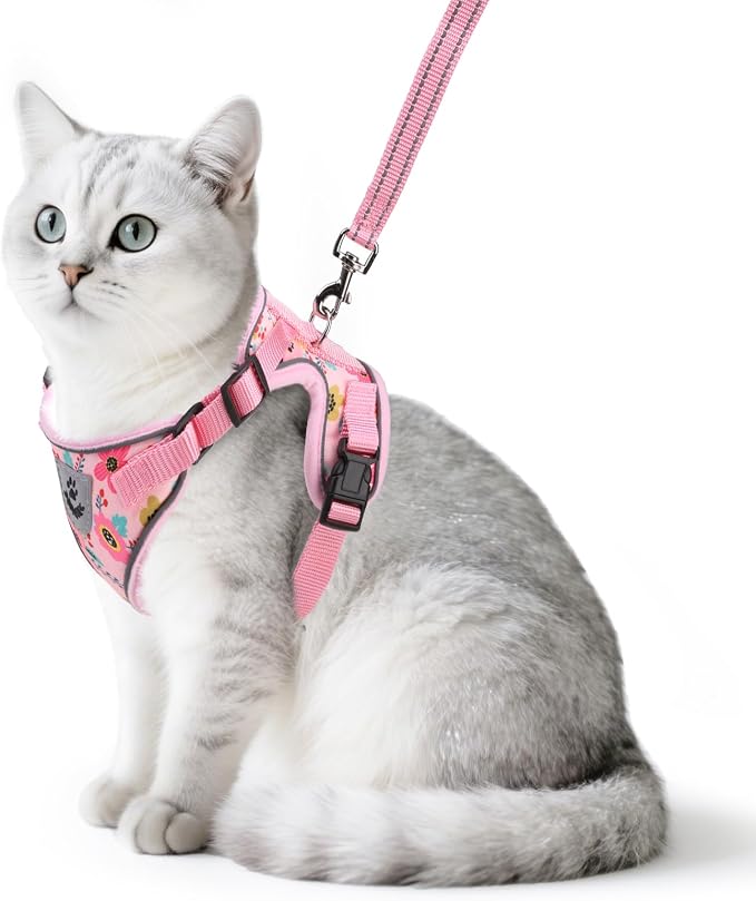 PUPTECK Cat Harness and Leash Set Escape Proof Reflective Cat Walking Harness by PUPTECK