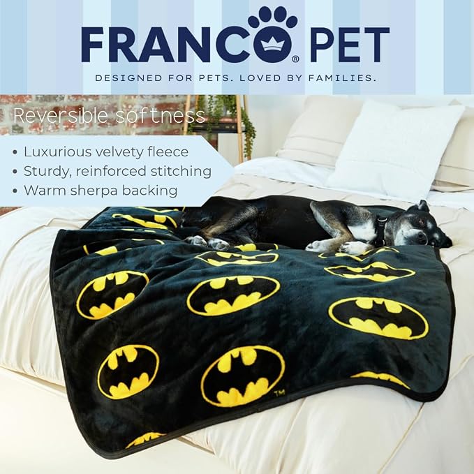 Franco Pet Batman DC Comics Bat Shield Logo Super Soft Cozy Waterproof - Image 5