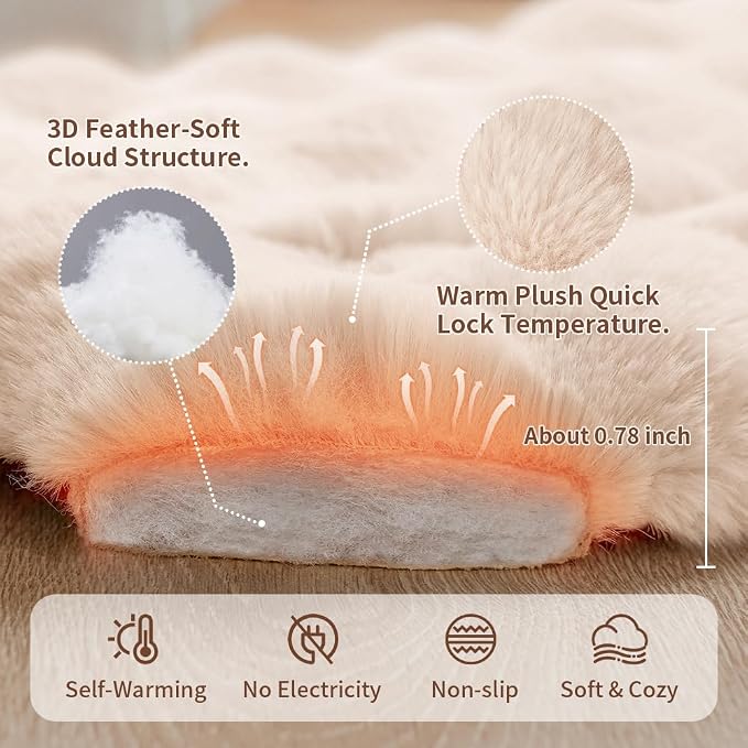 Self-Warming Cat Bed, Plush Faux Fur Pet Bed Mat - Image 5
