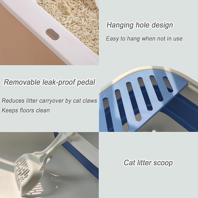 Collapsible Kitten Litter Box, 17.7 x 13.4 x 5 inch Open Cat Potty Pan - Image 4