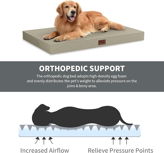Outdoor Dog Bed for Medium Dogs, Waterproof Dog Crate Mat Orthopedic Egg Crate - Image 3