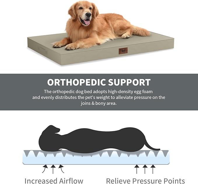Outdoor Dog Bed for Small Dogs & Cats, Waterproof Dog Crate Mat Orthopedic Egg - Image 3