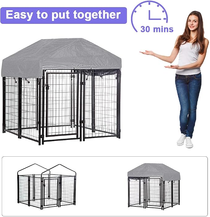 Welded Wire Dog Kennel Heavy Duty Playpen Included a Roof & Water-Resistant - Image 6