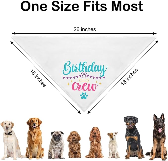 Birthday Crew White Dog Bandana, Cute Pet Scarf - Image 2
