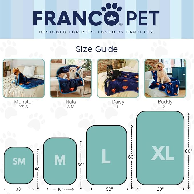 Franco Pet Superman DC Comics Super Soft Cozy Waterproof Sherpa-Backed Blanket - Image 3
