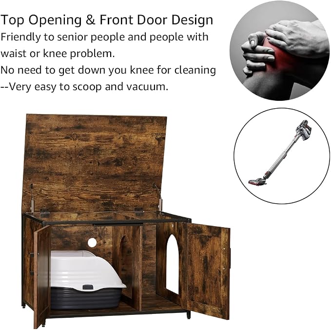 unipaws Top Opening Cat Litter Box Enclosure, Friendly to Elderly People - Image 4