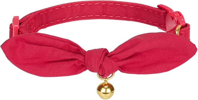 Bunny Ear Cat Collar with Bell and Bow Tie, Breakaway Cute Bowtie Kitten Collars by YUDOTE