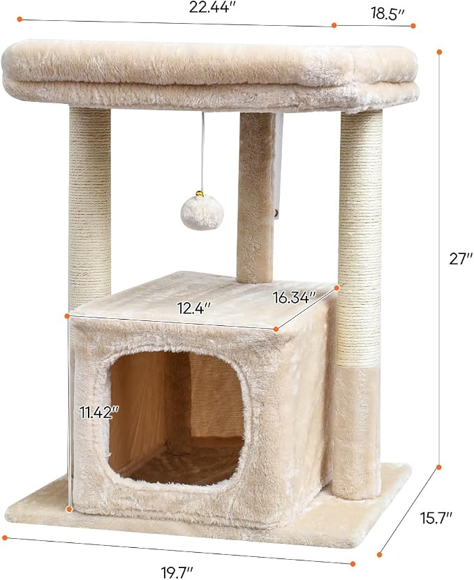 SYANDLVY 27" Cat Tree for Indoor Cats, Activity Tower - Image 3