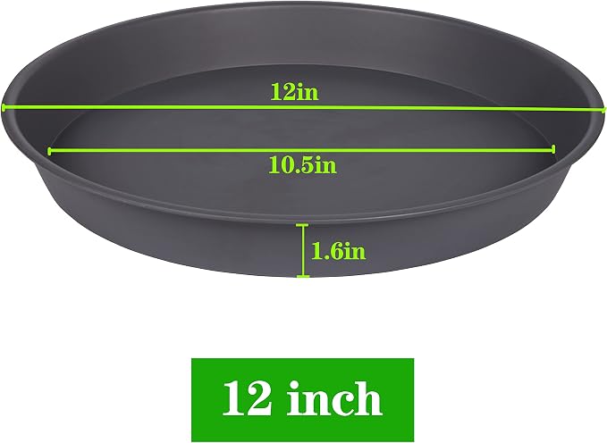 6 Pack of 12 inch Plant Saucer Gray, Heavy Duty Plastic Plant Saucer 12 inch - Image 2