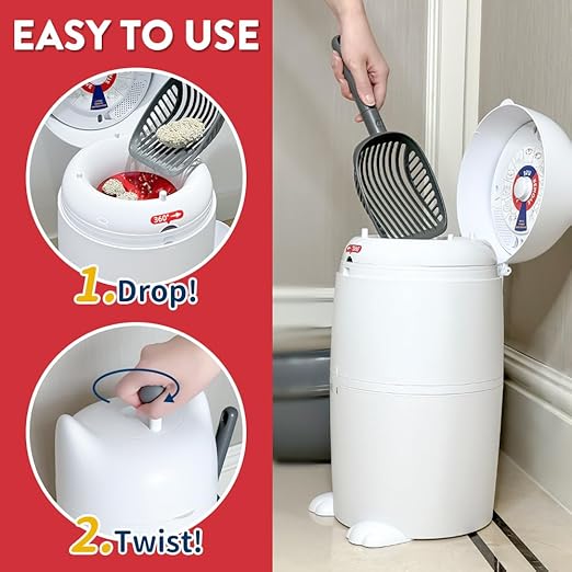 Red Rocket Pets Cat Litter Trash Can Kitty Twister Plus Pack, 12x Refills Bags - Image 3
