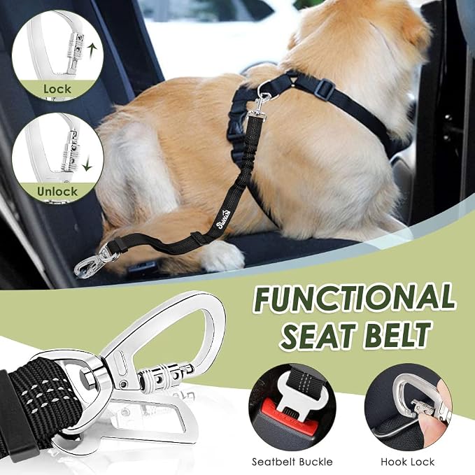 SlowTon Dog Seat Belt Harness for Car, Dog Car Harness Adjustable Mesh - Image 4