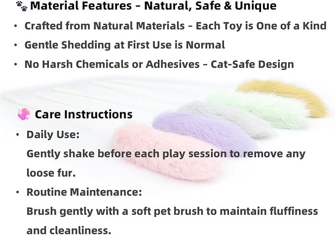 Rabbit Fur Cat Toys – 5PCS Interactive Cat Wand Toys - Image 6