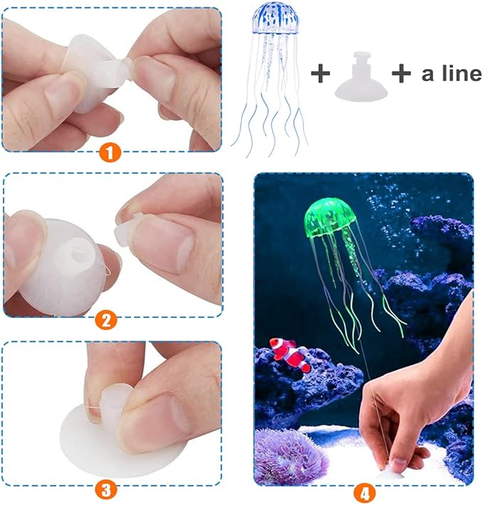 Lpraer 6 Pack Glow Jellyfish Floating Fish Tank Decorations Glowing Effect - Image 5