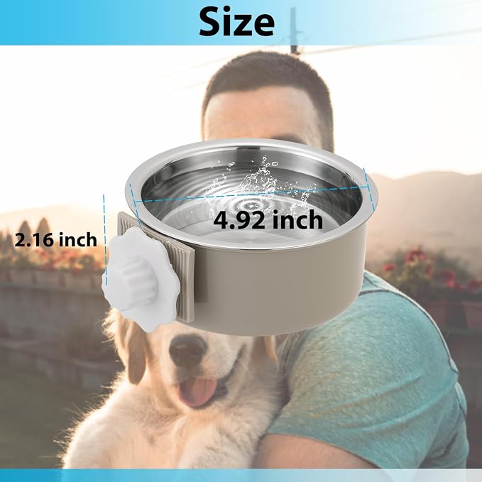 4 Pieces Crate Dog Bowl, Removable Stainless Steel Pet Kennel Hanging Food - Image 6