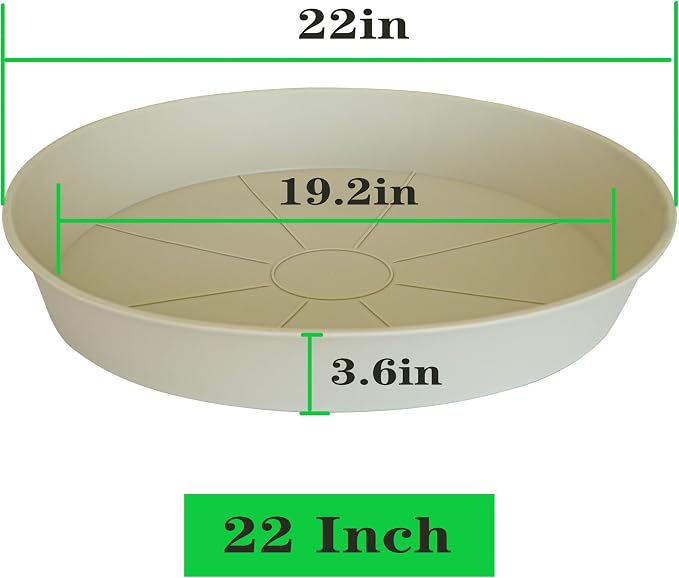 3 Pack of 20 22 inch Plant Saucer, 3.6" Depth Tray, Large Deep Garden Plastic - Image 2