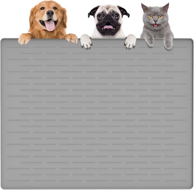 Largest Dog Food Mat, 39.5"x29.5" Silicone Dog and Cat Mat by Goldleaf