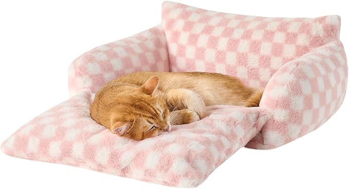 Hollypet Cat Bed Fluffy Plush Mutifuctional Double-Layer Soft Pet Couch - Image 2