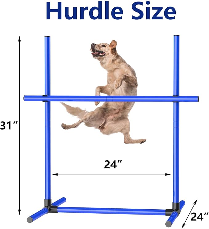 6 Weave Poles & 2 Hurdle Dog Agility Set, Indoor & Outdoor Training Equipment - Image 6