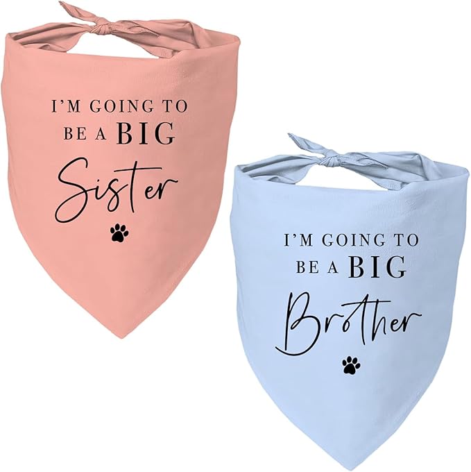 2 Pack Dog Bandanas for Pregnancy Announcement, I'm Going to Be A Big Brother by Mixrowa