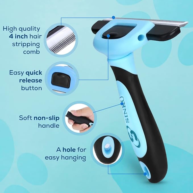Sinko Deshedding Tool for Dogs & Cats, Pet Grooming Brush, Skin Friendly - Image 7