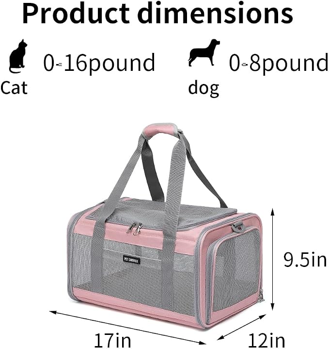 Airline Approved Pet Carrier for Cats and Small Dogs, Breathable and - Image 2