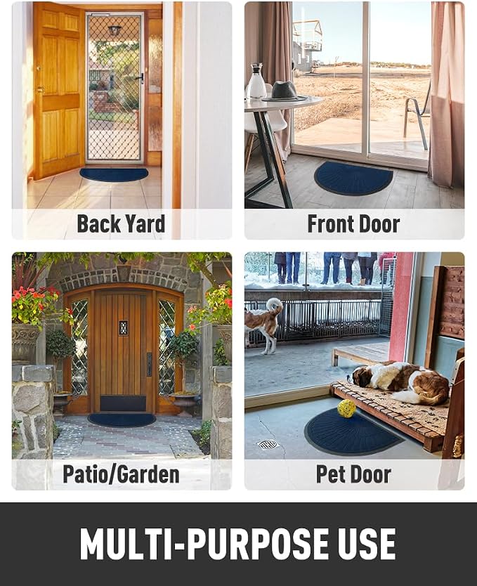 tchdio Semicircular Durable Rubber Doormat- Non Slip Front Door Mat - Image 7