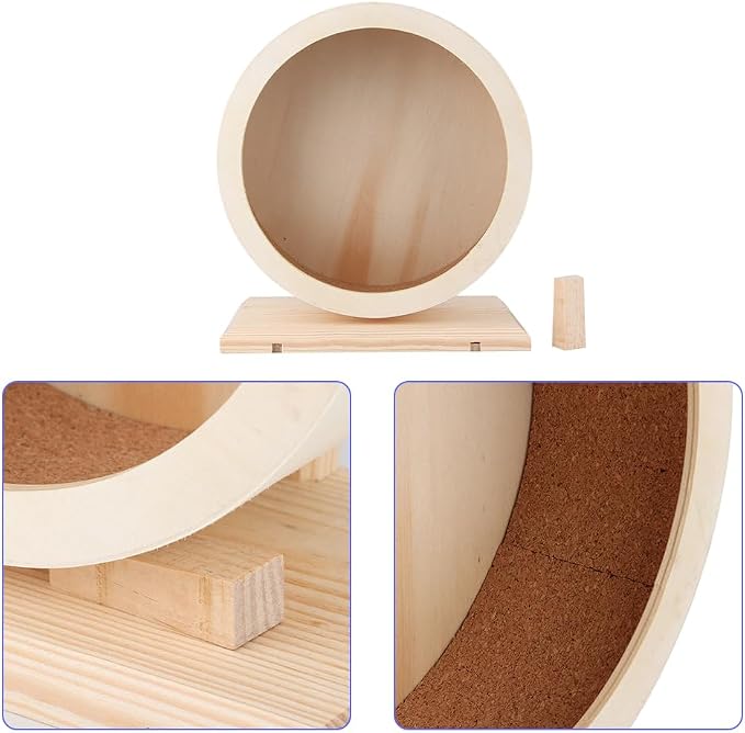 Wooden Hamster Exercise Wheel, Silent Silent Running Wheel Wooden Small Pets - Image 3