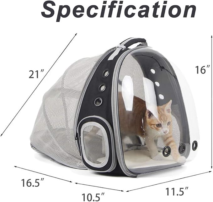 Cat Bubble Backpack with Fan, Fit up to 12 lbs, Space Capsule Astronaut Clear - Image 2