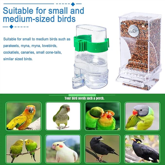 Hamiledyi No Mess Bird Feeders Automatic Parrot Feeder Drinker Acrylic Seed - Image 7