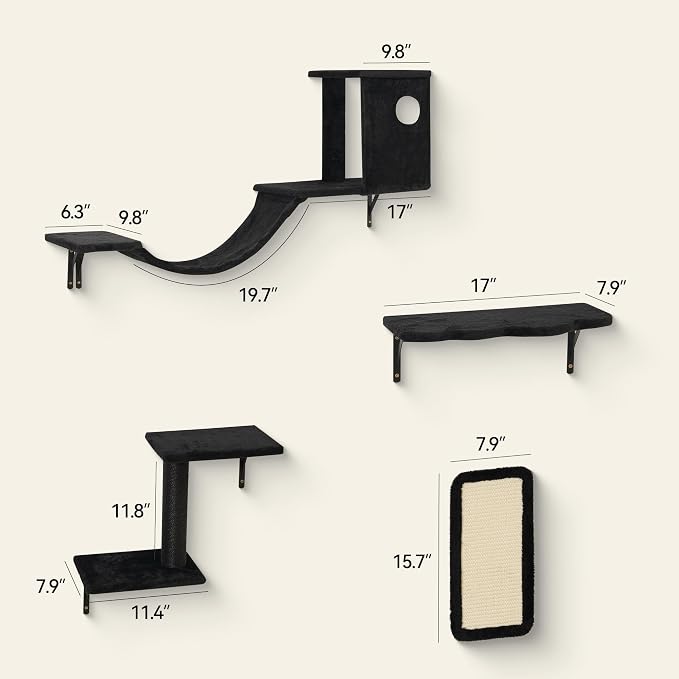 6-in-1 Cat Wall Shelves, Wall-Mounted Cat Furniture - Image 3
