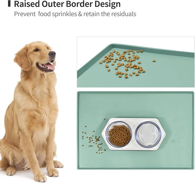 Dog Food Mat, Silicone Waterproof Food Tray, Non Slip Pet Bowl Mats Placemat - Image 3