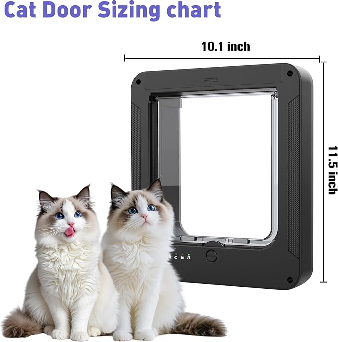 Smart Cat Door for Interior & Exterior Doors, Inter Frame Size 8.34" x 7.83" - Image 2