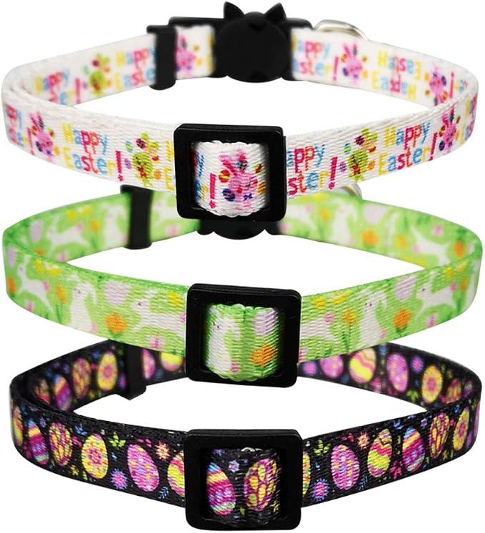 3 Pack Easter Cat Collar with Bell Breakaway Adjustable - Image 2