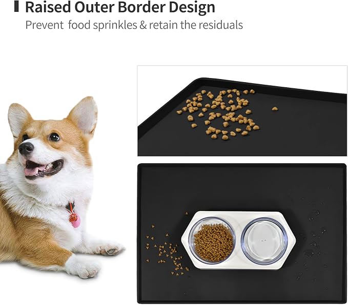 Dog Food Mat, Silicone Waterproof Food Tray, Non Slip Pet Bowl Mats Placemat - Image 3