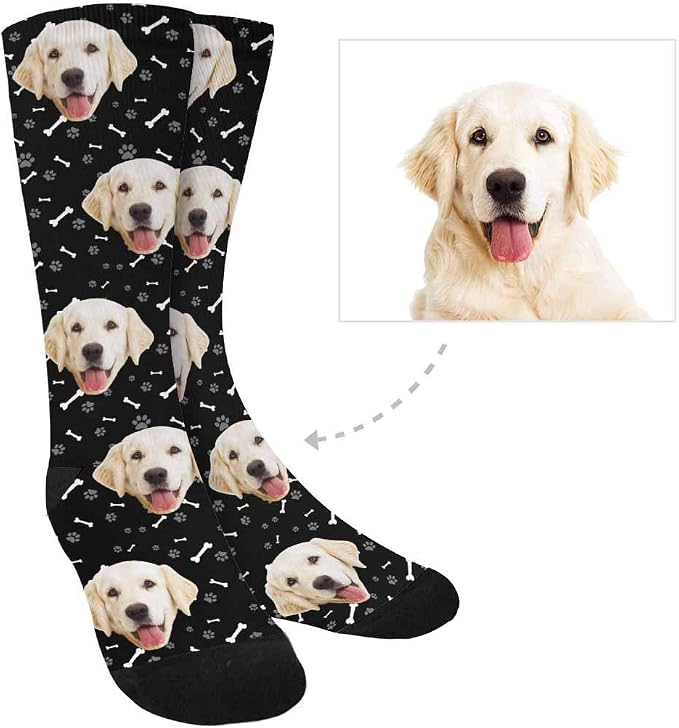 MyPupSocks Custom Personalized Photo Pet Face Socks, Cat and Dog Tracks Paws - Image 3