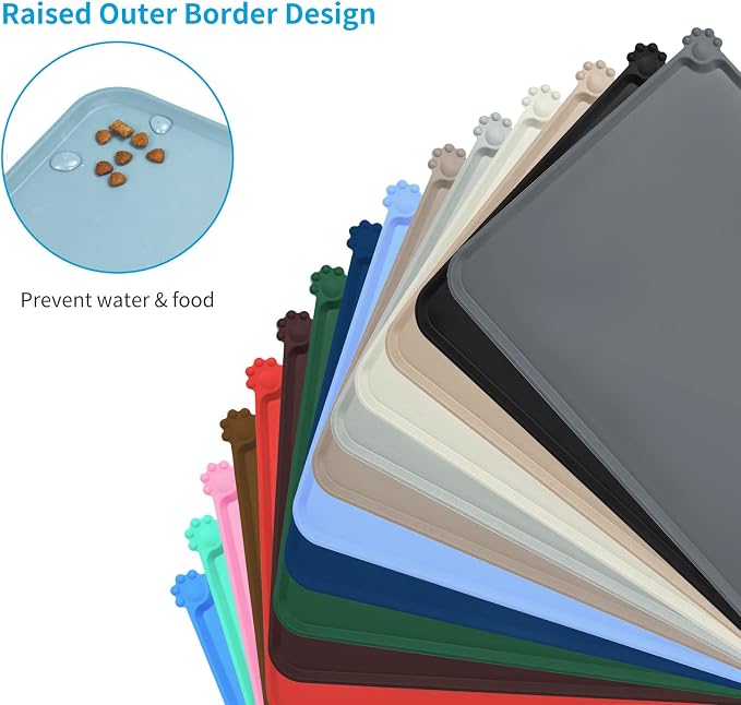 AUDWUD Silicone Waterproof Pet Feeding Mats, Anti Slip Bowl Pad, Dog Mat - Image 3